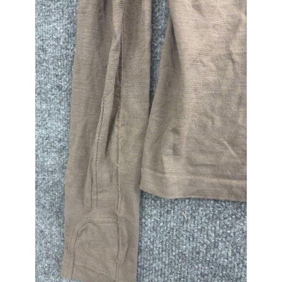 Athleta Athletic Long Sleeve T-Shirt Women's Medium Taupe Brown Crew Neck Fitted - Picture 6 of 9